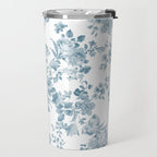 Vintage blue white bohemian elegant floral Travel Mug Gallery Image 2