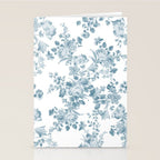 Vintage blue white bohemian elegant floral Stationery Card Gallery Image 2