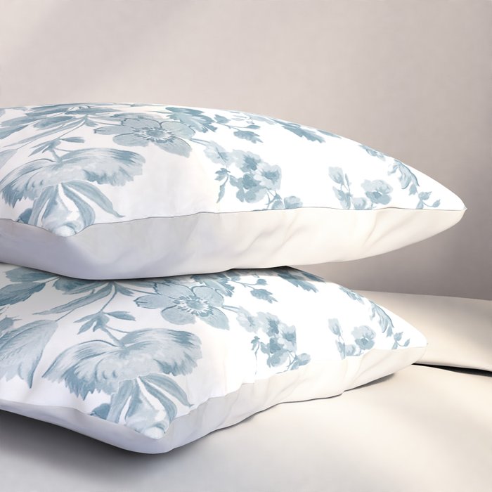 Vintage blue white bohemian elegant floral Pillow Sham Gallery Image 3