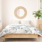 Vintage blue white bohemian elegant floral Duvet Cover Gallery Image 3
