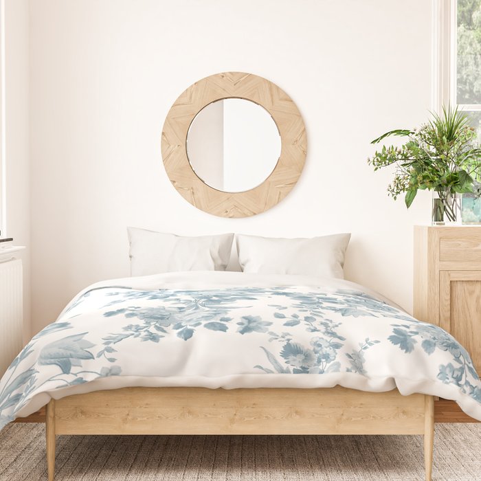Vintage blue white bohemian elegant floral Duvet Cover Gallery Image 3