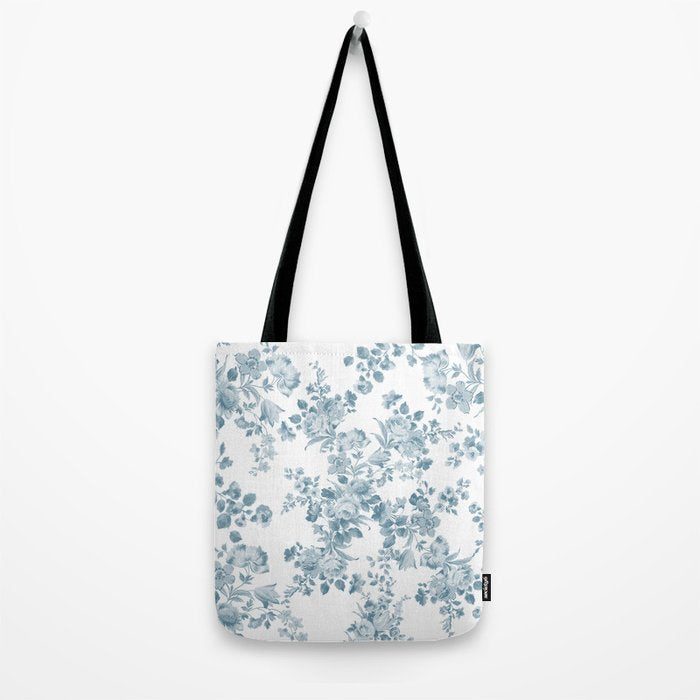 Vintage blue white bohemian elegant floral Tote Bag Gallery Image 2