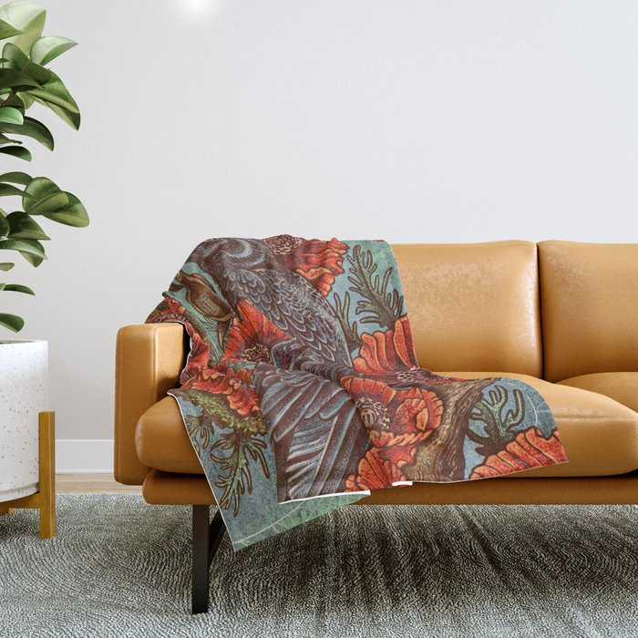 Huginn And Muninn in Odainsackr Throw Blanket Gallery Image 1