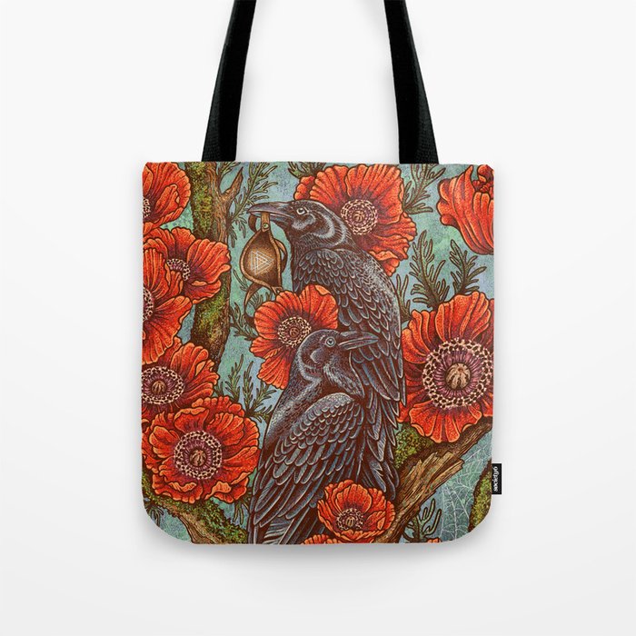Huginn And Muninn in Odainsackr Tote Bag Gallery Image 1