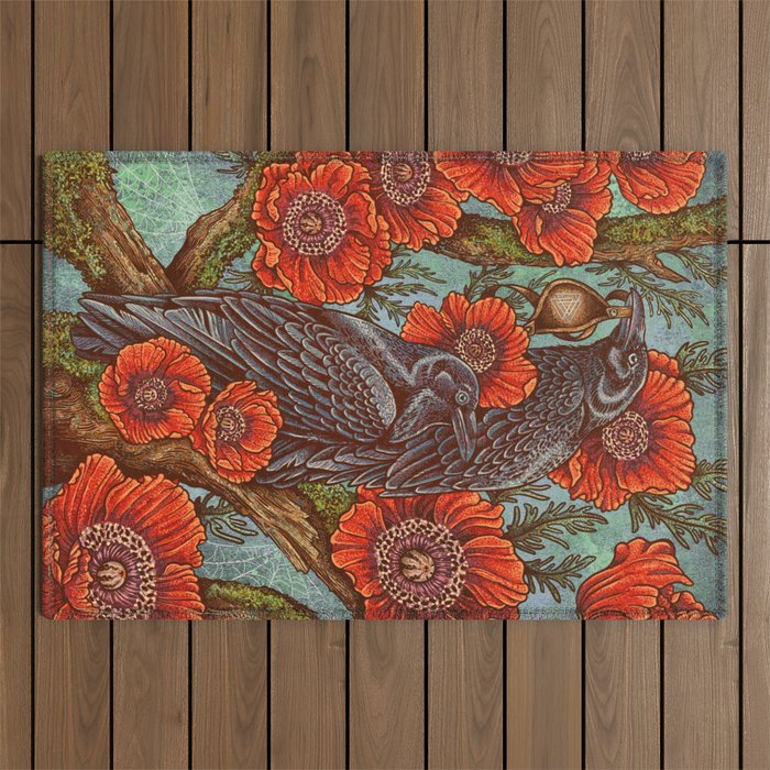 Huginn And Muninn in Odainsackr Outdoor Rug Gallery Image 1