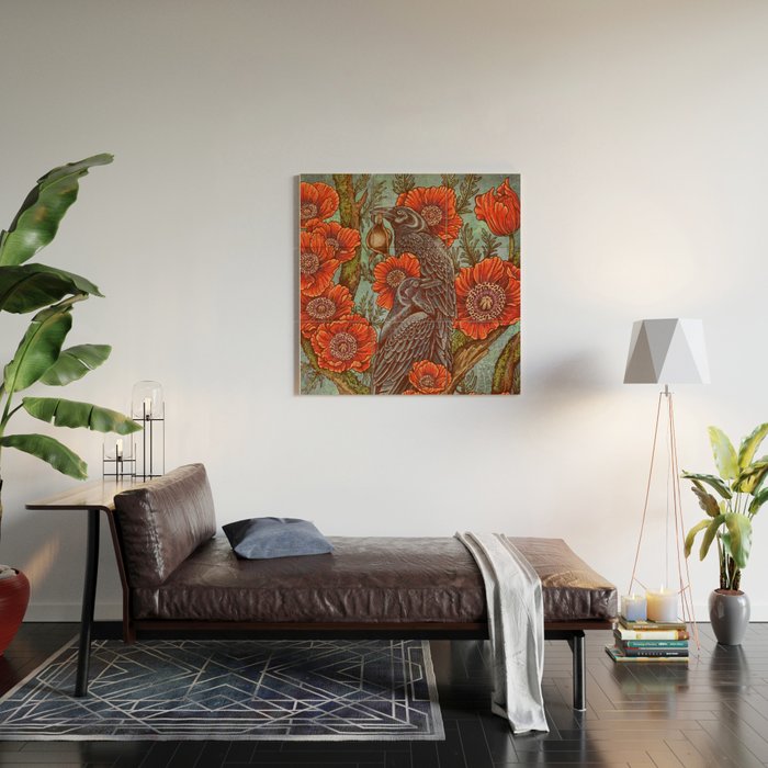 Huginn And Muninn in Odainsackr Wood Wall Art Gallery Image 2
