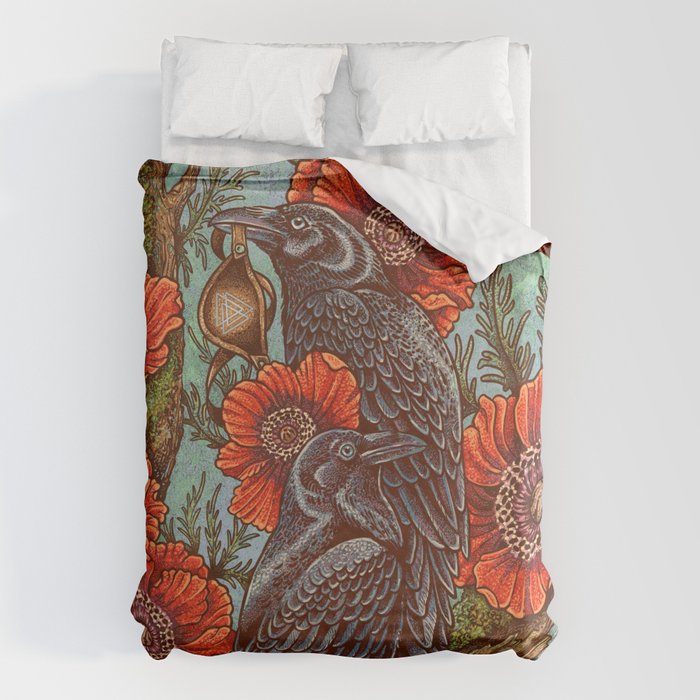 Huginn And Muninn in Odainsackr Duvet Cover Gallery Image 6