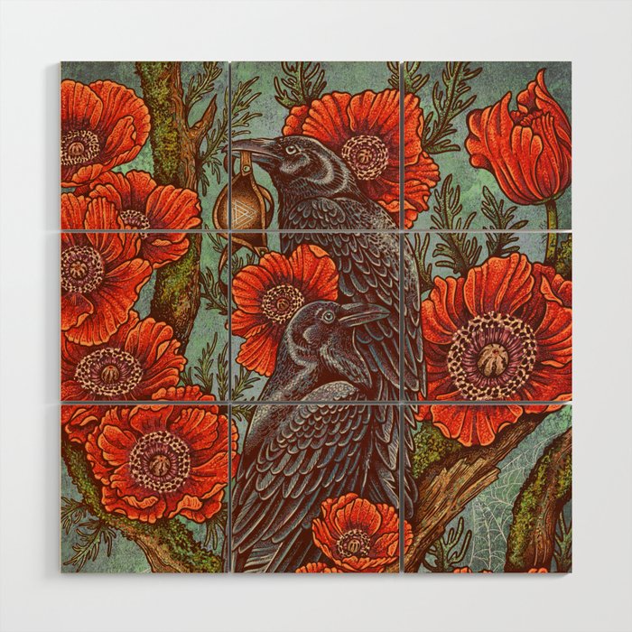 Huginn And Muninn in Odainsackr Wood Wall Art Gallery Image 1