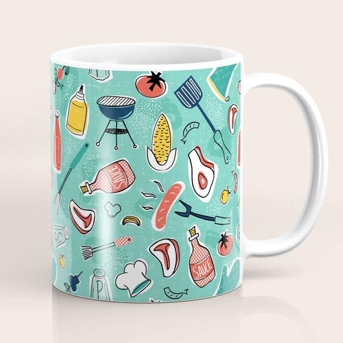 Backyard BBQ Aqua Coffee Mug Gallery Image 1