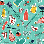 Backyard BBQ Aqua Coffee Mug Gallery Image 2