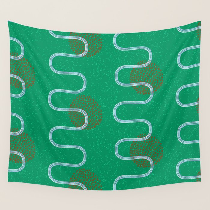 Abstract Fields in Forest Green & Brown Wall Tapestry Gallery Image 4