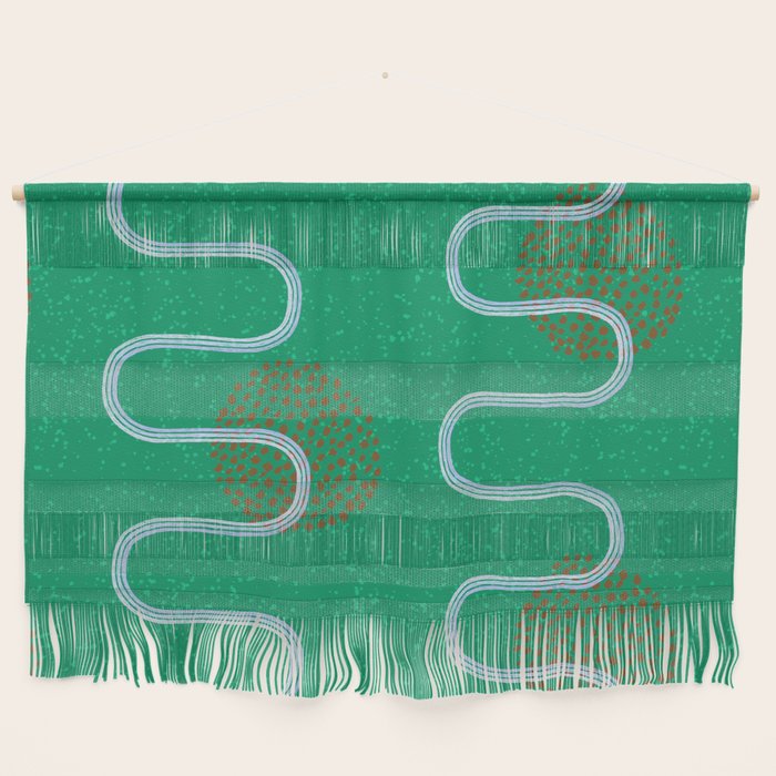 Abstract Fields in Forest Green & Brown Wall Hanging Gallery Image 1