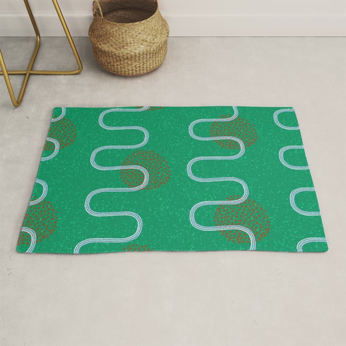 Abstract Fields in Forest Green & Brown Rug Gallery Image 1