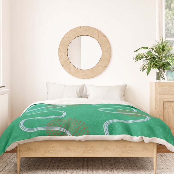 Abstract Fields in Forest Green & Brown Duvet Cover Gallery Image 3