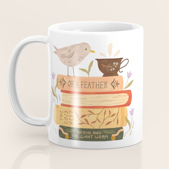 Bird's Book Stack Coffee Mug Gallery Image 3