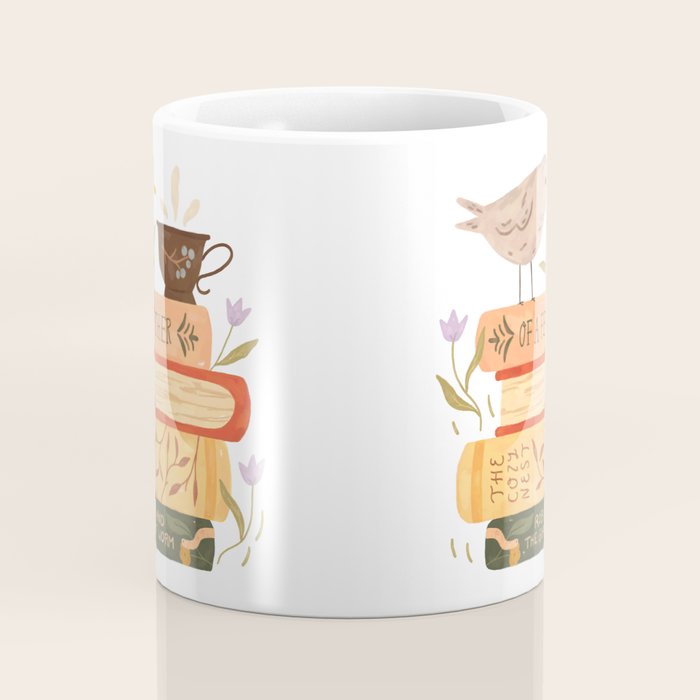 Bird's Book Stack Coffee Mug Gallery Image 4