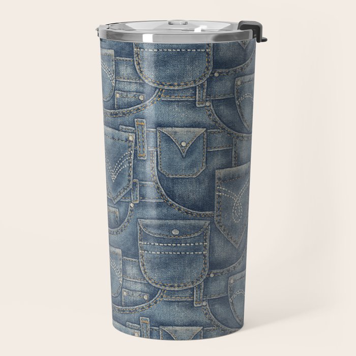 Jean Pockets - medium denim blue Travel Mug Gallery Image 2
