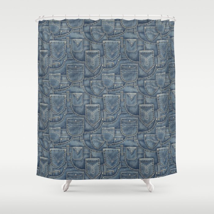 Jean Pockets - medium denim blue Shower Curtain Gallery Image 1