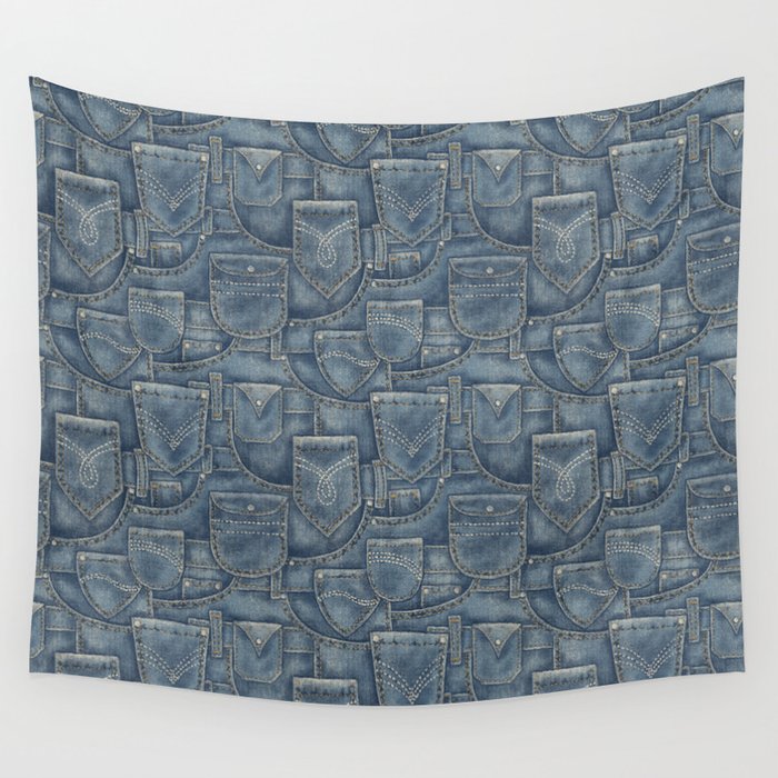 Jean Pockets - medium denim blue Wall Tapestry Gallery Image 4