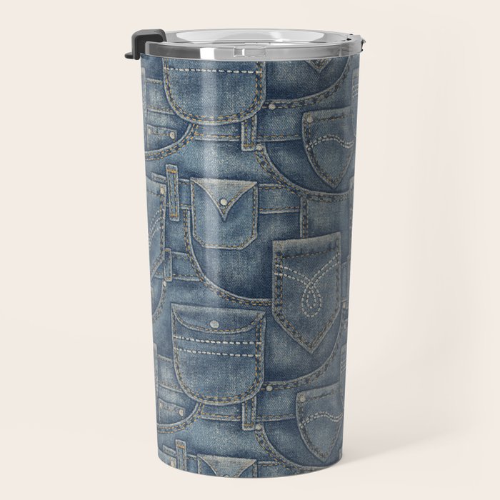 Jean Pockets - medium denim blue Travel Mug Gallery Image 3