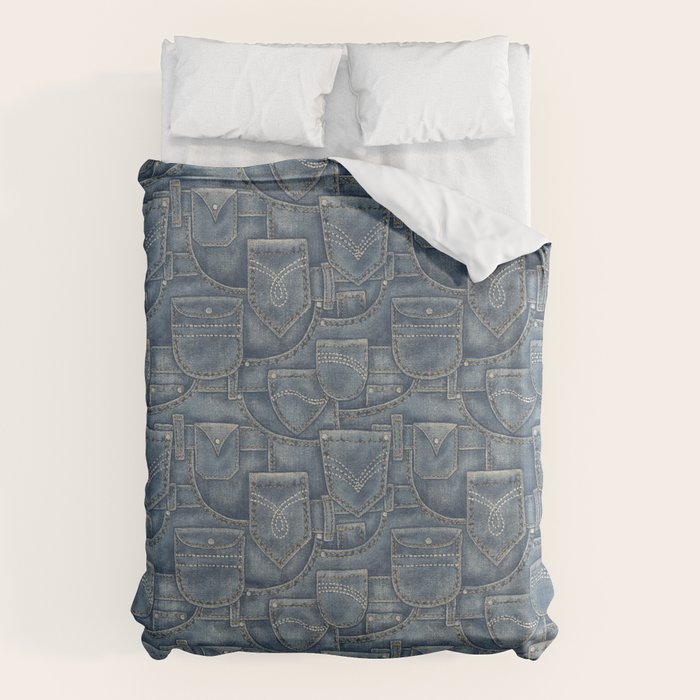 Jean Pockets - medium denim blue Duvet Cover Gallery Image 1