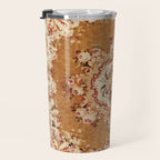 Aubusson 19th Century French Floral Rug Print Travel Mug Gallery Image 3