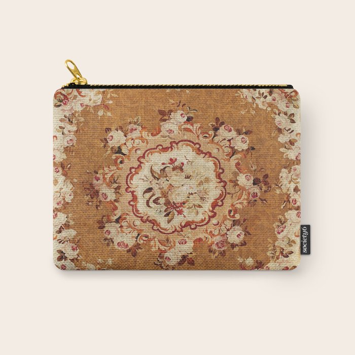 Aubusson 19th Century French Floral Rug Print Carry All Pouch Gallery Image 1