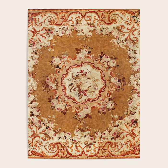 Aubusson 19th Century French Floral Rug Print Poster Gallery Image 4