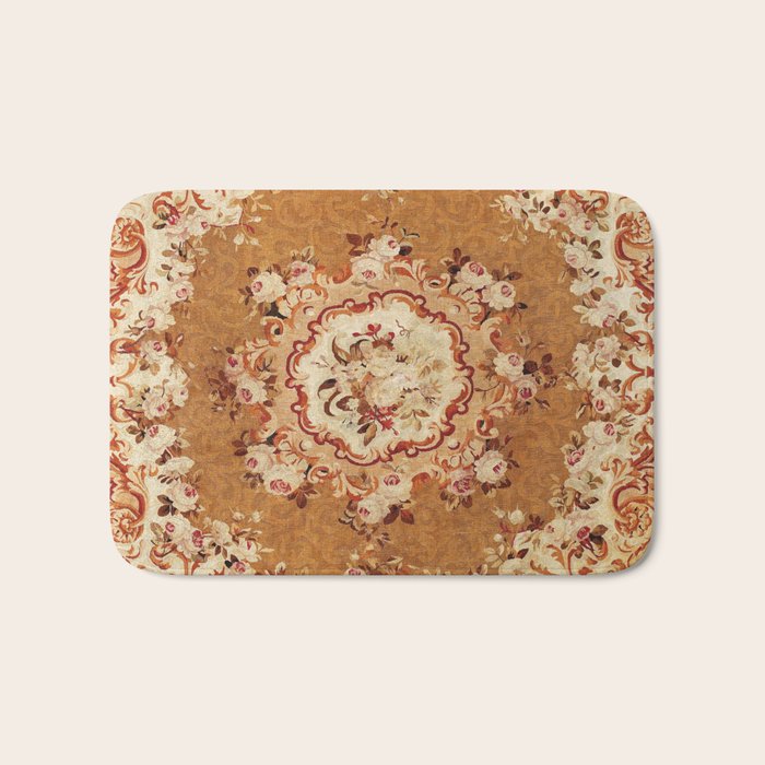 Aubusson 19th Century French Floral Rug Print Bath Mat Gallery Image 1