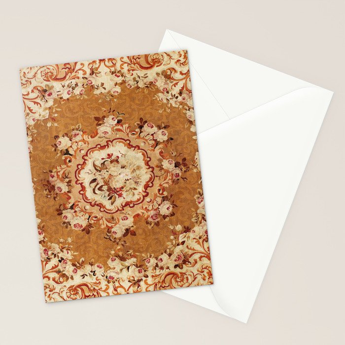 Aubusson 19th Century French Floral Rug Print Stationery Card Gallery Image 2