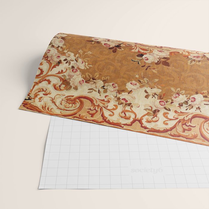 Aubusson 19th Century French Floral Rug Print Wrapping Paper Gallery Image 2