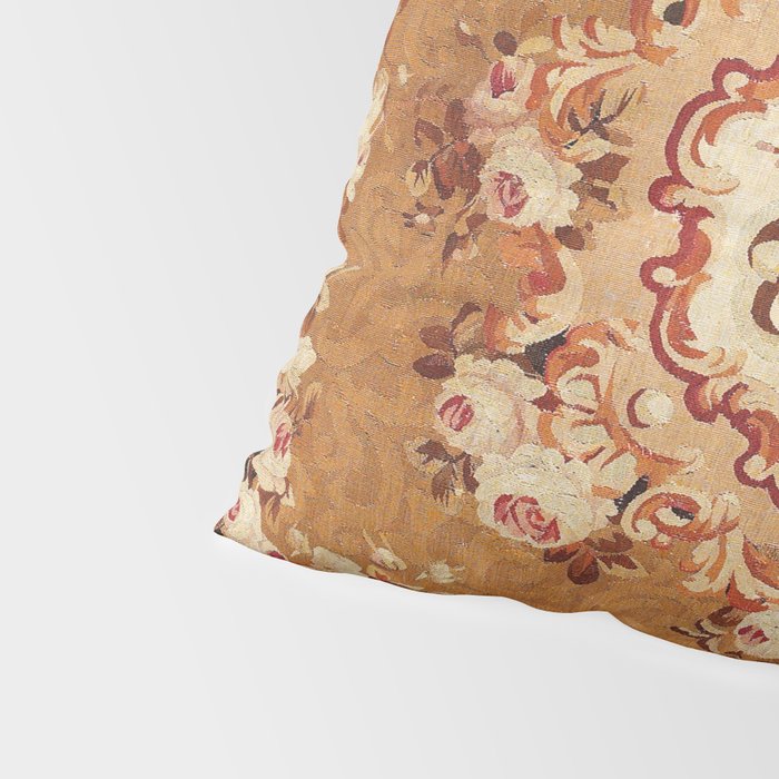 Aubusson 19th Century French Floral Rug Print Pillow Sham Gallery Image 4