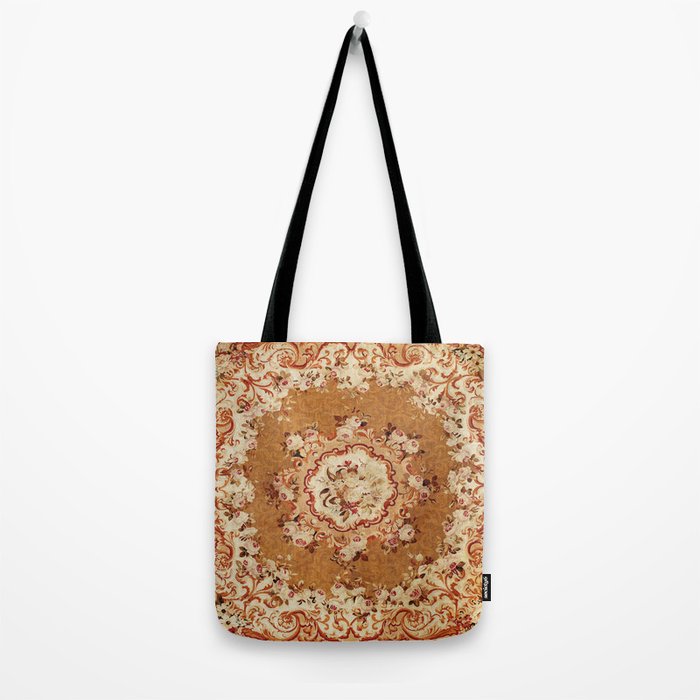 Aubusson 19th Century French Floral Rug Print Tote Bag Gallery Image 2