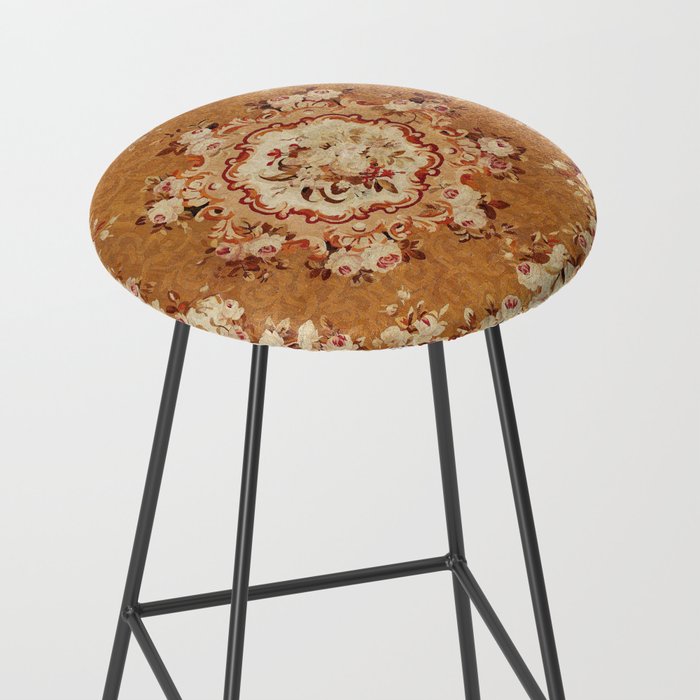 Aubusson 19th Century French Floral Rug Print Stool Gallery Image 2
