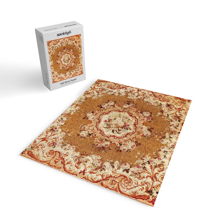 Aubusson 19th Century French Floral Rug Print Jigsaw Puzzle Gallery Image 2