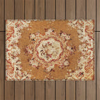 Aubusson 19th Century French Floral Rug Print Outdoor Rug Gallery Image 1