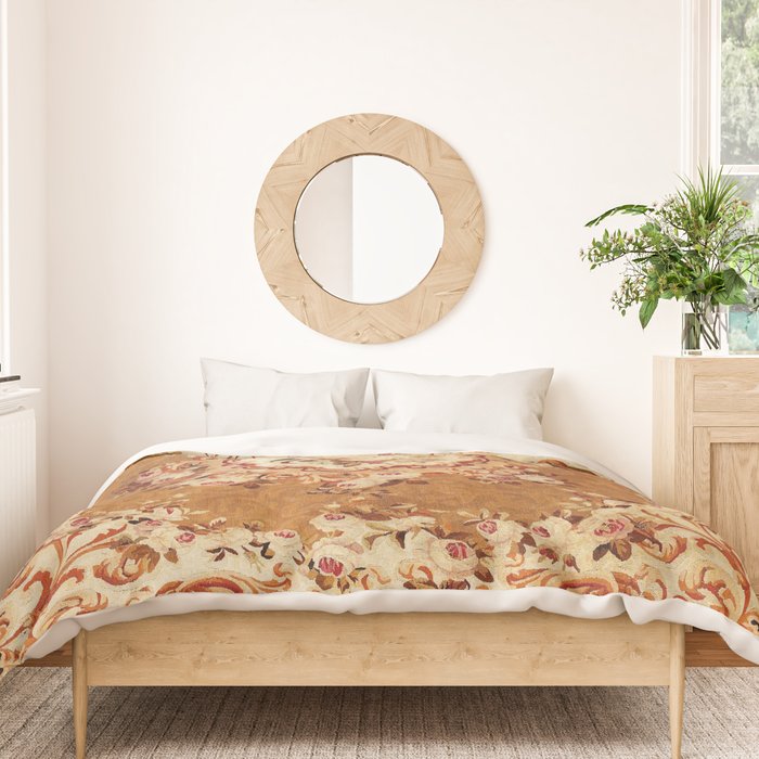 Aubusson 19th Century French Floral Rug Print Duvet Cover Gallery Image 3
