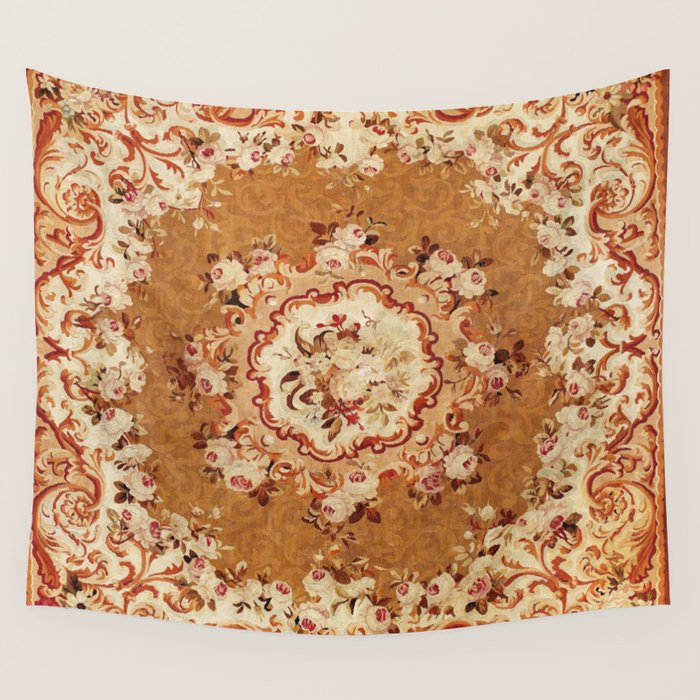 Aubusson 19th Century French Floral Rug Print Wall Tapestry Gallery Image 4