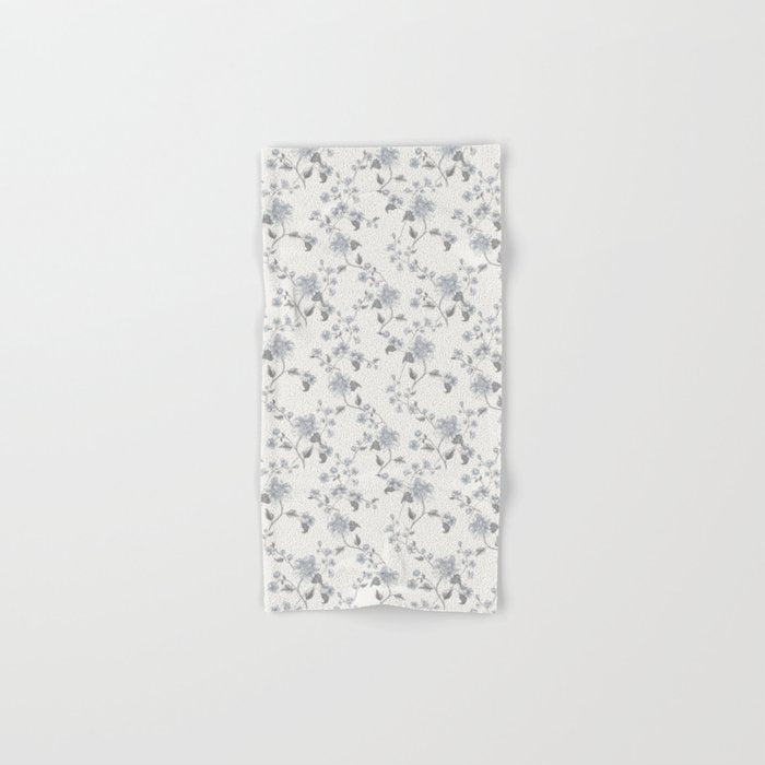 Vintage Floral - Grey Blue Bath Towel Gallery Image 1