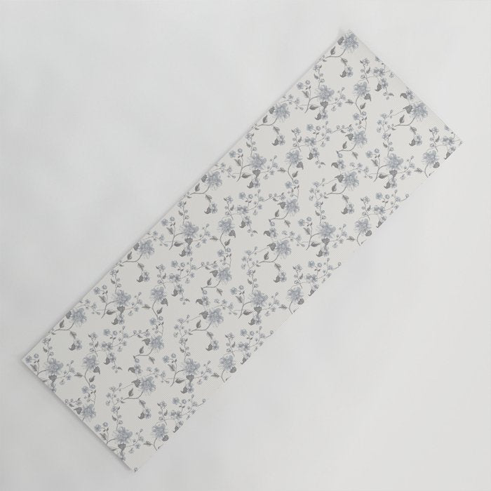Vintage Floral - Grey Blue Yoga Mat Gallery Image 1