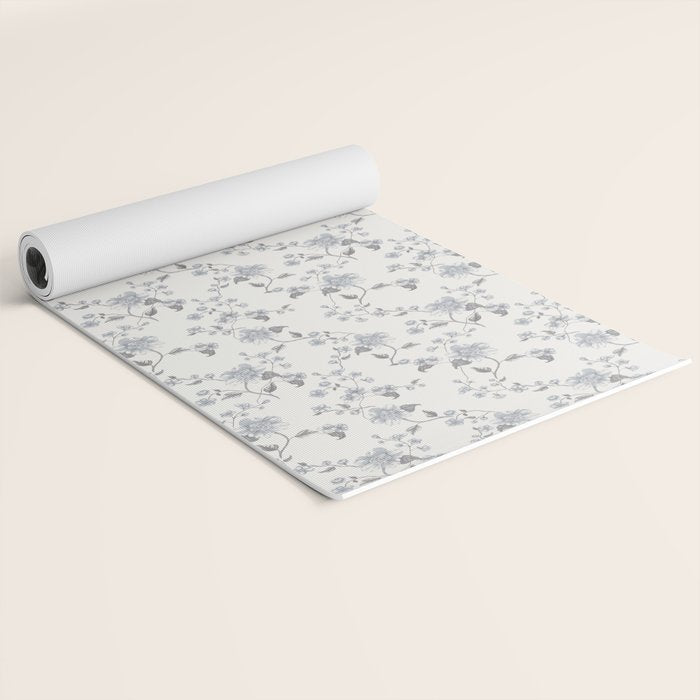 Vintage Floral - Grey Blue Yoga Mat Gallery Image 2
