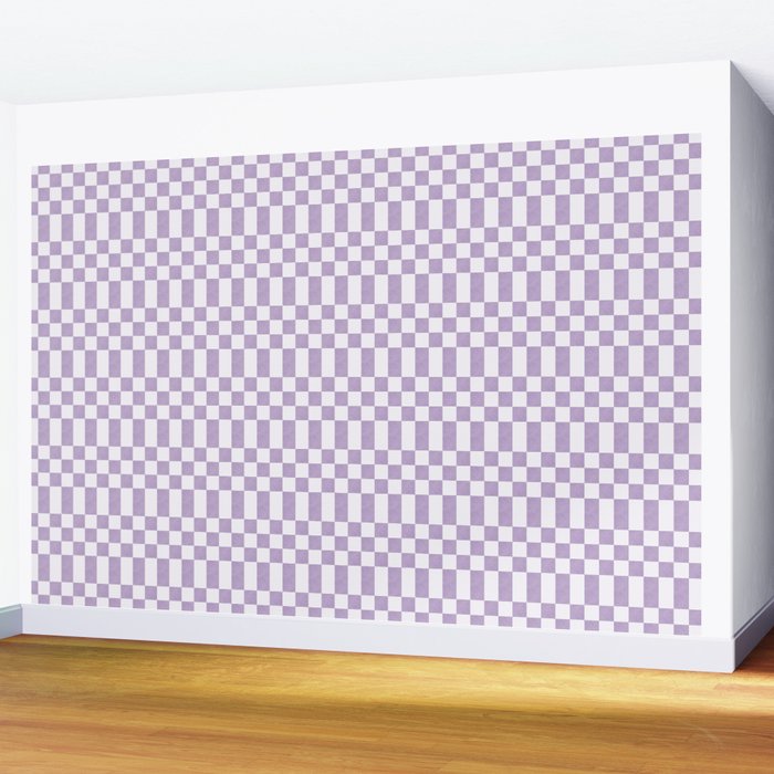 Lilac and white checkered Wall Mural Gallery Image 2