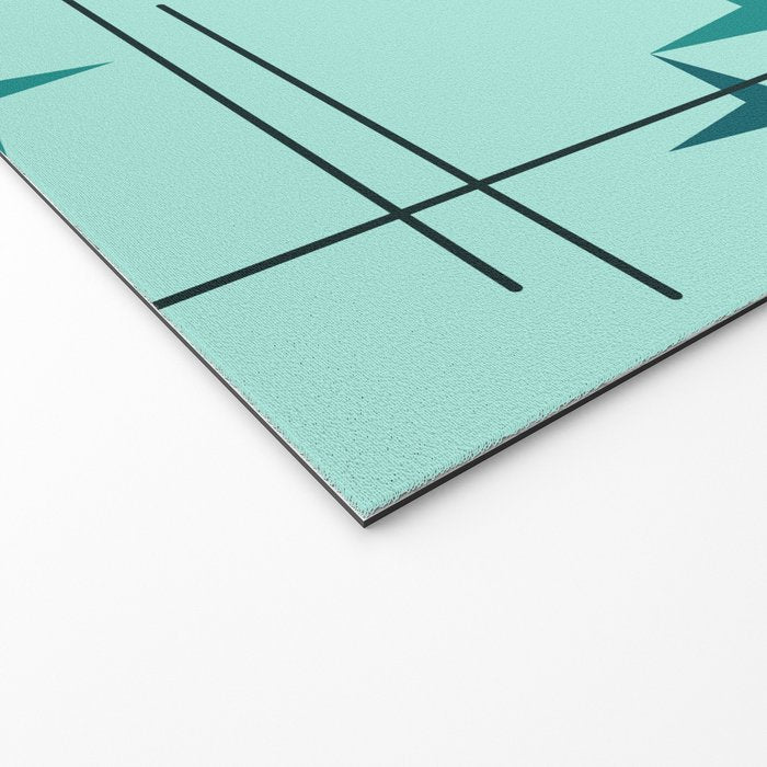 Mid Century Modern Stars Turquoise Welcome Mat Gallery Image 2
