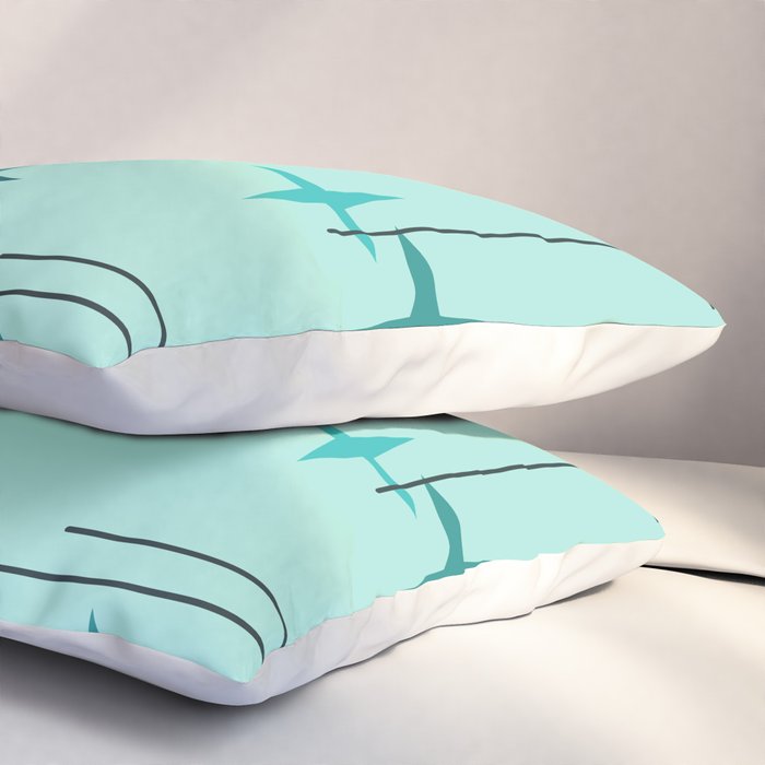 Mid Century Modern Stars Turquoise Pillow Sham Gallery Image 3