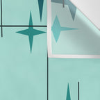 Mid Century Modern Stars Turquoise Wall Tapestry Gallery Image 3