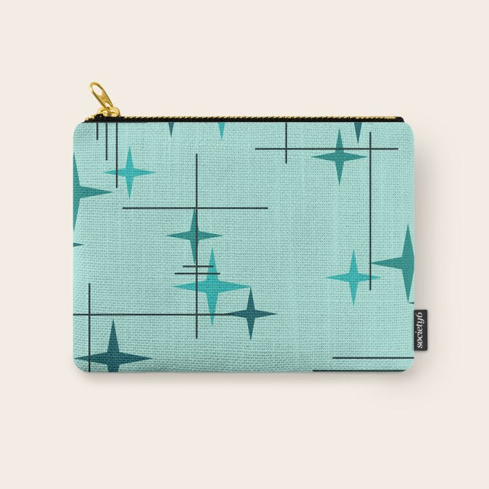 Mid Century Modern Stars Turquoise Carry All Pouch Gallery Image 1