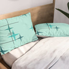 Mid Century Modern Stars Turquoise Pillow Sham Gallery Image 2