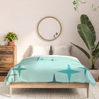 Mid Century Modern Stars Turquoise Comforter Gallery Image 3