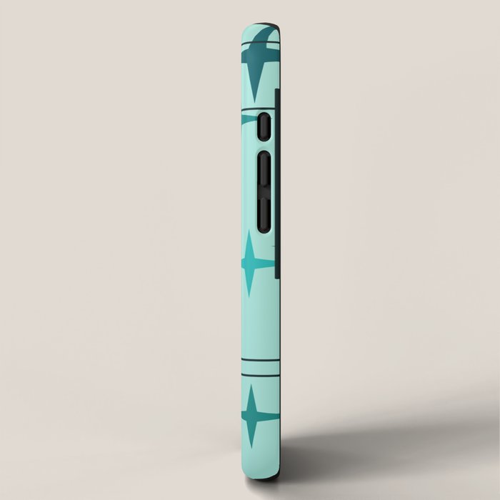 Mid Century Modern Stars Turquoise iPhone Case Gallery Image 2