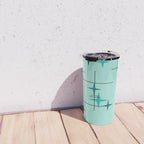 Mid Century Modern Stars Turquoise Travel Mug Gallery Image 4